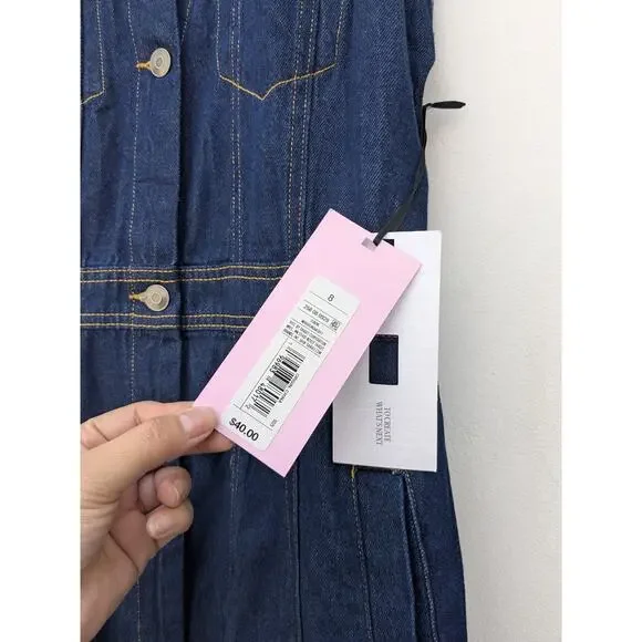 Women's Collared Denim Mini Dress - Future Collective With Alani Noelle Blue 8 - Picture 9 of 11